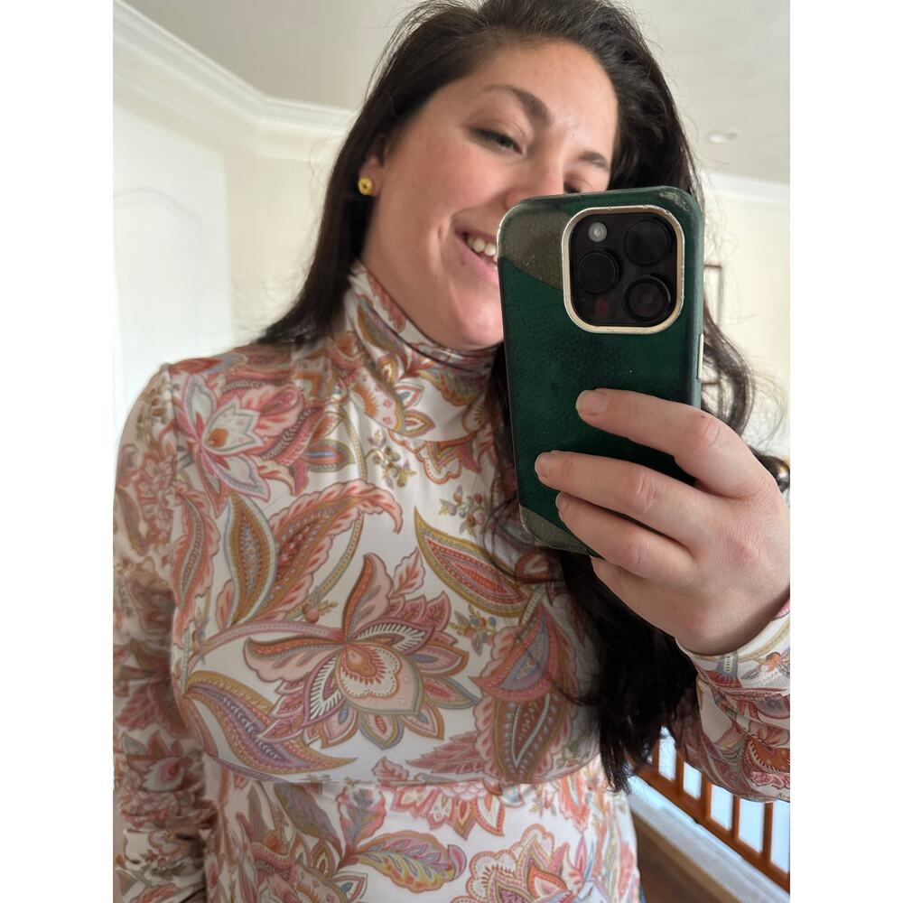 ZIMMERMANN Ladybeetle Paisley Floral Turtleneck Top Size 3/Large - Picture 2 of 15